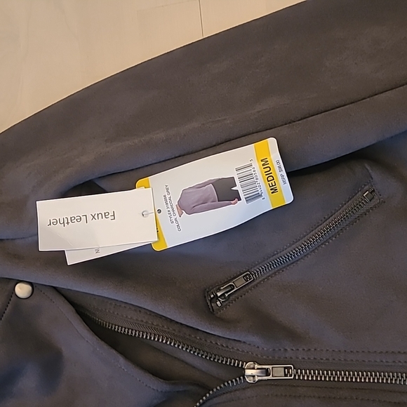 NWT Philosophy Charcoal Grey Faux Suede Fully Lined Moto Jacket - Picture 9 of 11